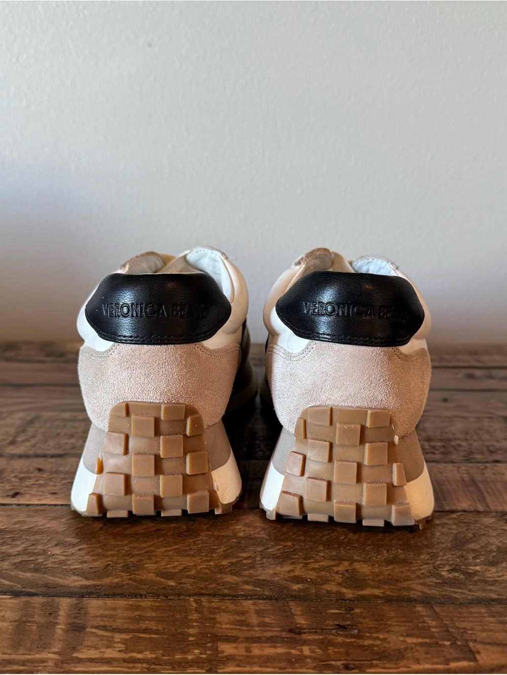 Veronica Beard Valentina Beige, White & Brown Suede Leopard-Accent Sneakers - Picture 7 of 13